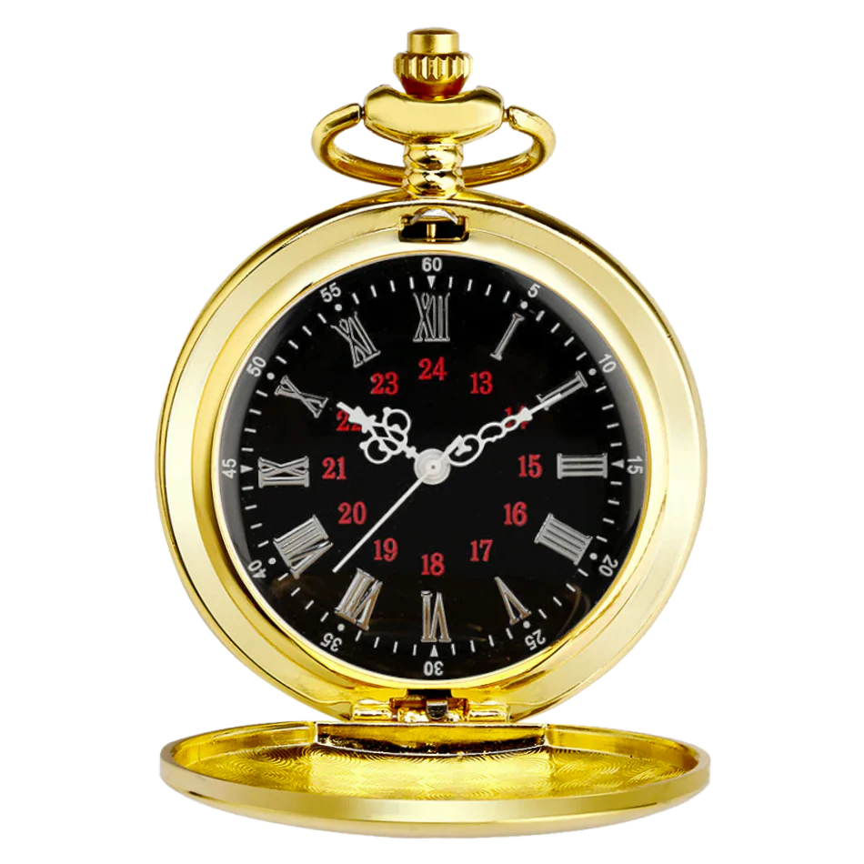 Rich Gold Roman Quartz Pocket Watch