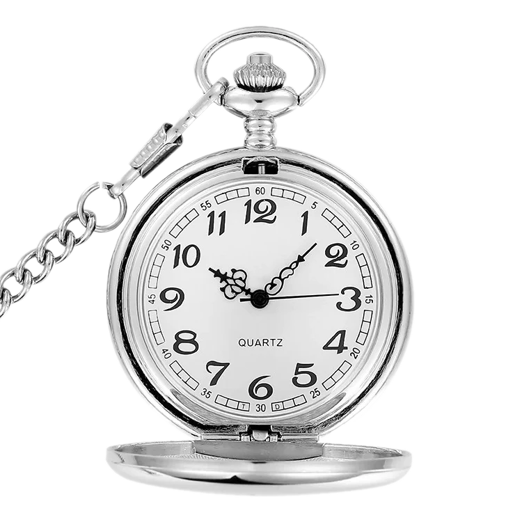 Sleek Silver Analog Quartz Pocket Watch
