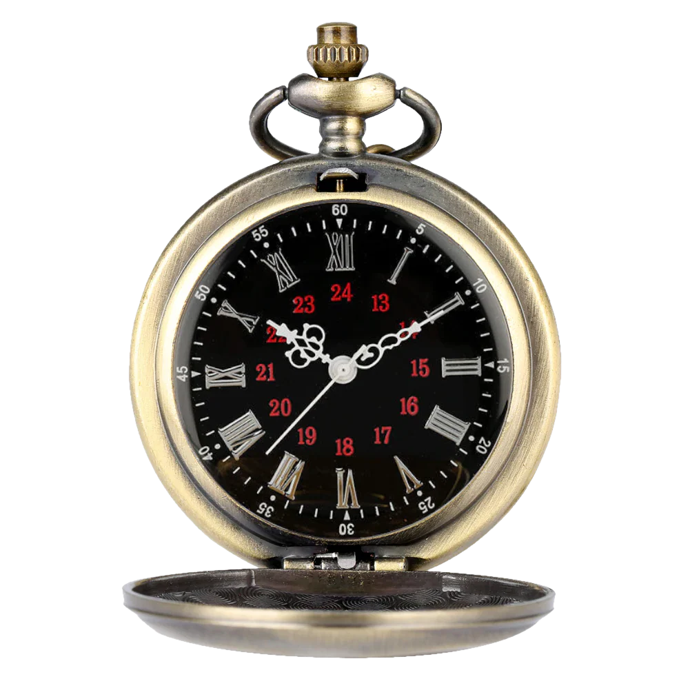 Retro Bronze Roman Quartz Pocket Watch