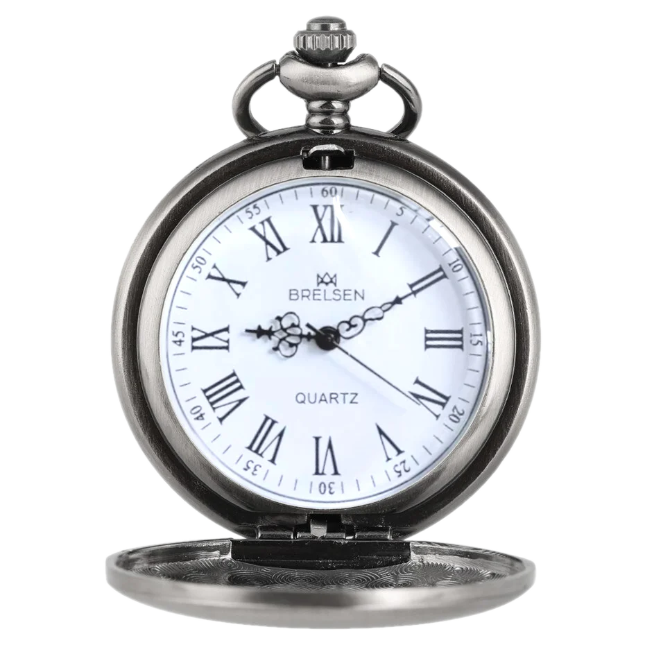 Gun Metal Analog Quartz Pocket Watch